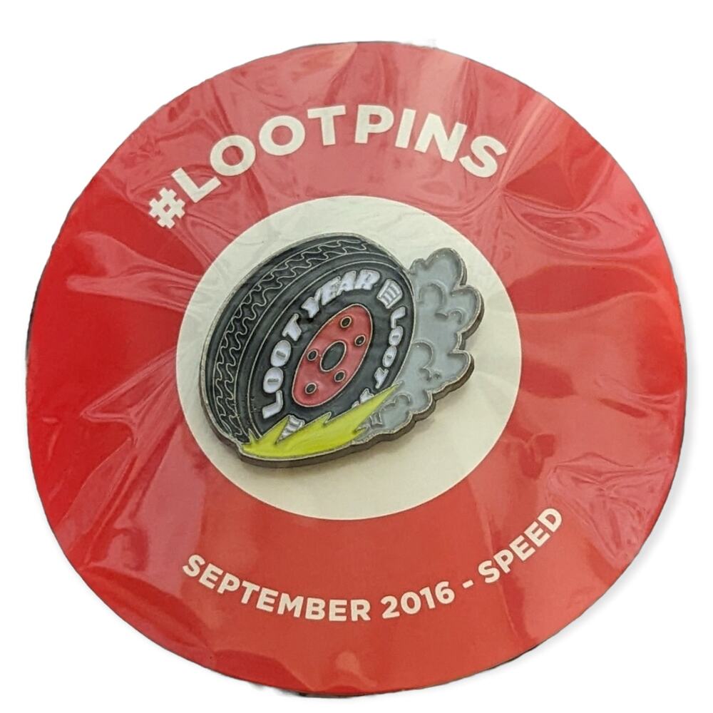 NWT 2016 LootCrate Exclusive Loot Year Speed Racing Burning Rubber Collector Pin